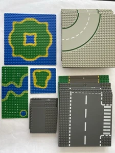 LEGO City Street Road Base Plates Vintage Lot of 34 Gray Green 32x32 10" 16x32 - Picture 1 of 2