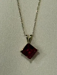 10K Gold Lab-Created Ruby Pendant Necklace - 18"  (Never Worn) - Picture 1 of 8