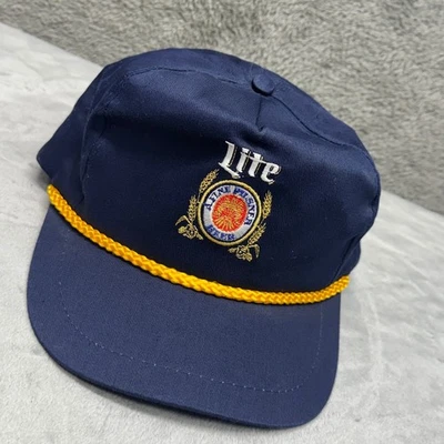 Винтажный Miller Lite пиво веревки шляпа темно-синий вышитый логотип регулируемый - Изображение 1 из 4