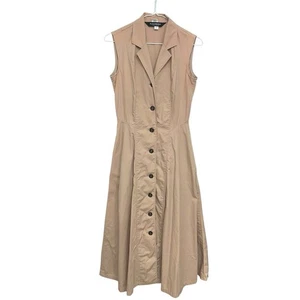 The J Peterman Co Midi Dress Beige Size 6 Cotton Teachcore Utility Pockets VTG - Picture 1 of 7