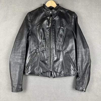Chaqueta de Motocicleta Brooks De Colección Para Hombres 34 Cuero Negro Café Racer Hecha en EE. UU. Foto 1 de 4