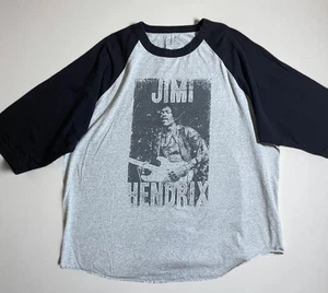 Vintage Jimi Hendrix Raglan Long sleeve Baseball T-Shirt Mens XXL Gray Black - Picture 1 of 5