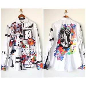 Robert Graham Thriller Printed Men's Shirt Embroidered Floral & Skull XL Limited - Bild 1 von 15