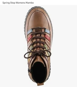 Spring Step Leather Lace-Up Sneakers Mambo Brown Multi Size 9.5-10 - Picture 1 of 13