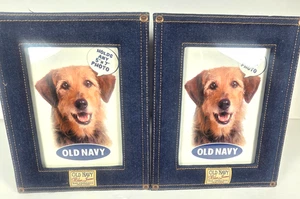 2er Set Old Navy Denim Bilderrahmen Blue Jeans 5" x 7" Messing Nieten - Bild 1 von 5