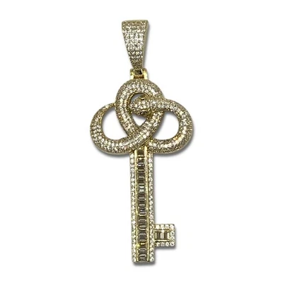 14K Gold Plated Snake Key Pendant Necklace Charm - 925 Sterling Silver VVSD - Image 1 of 4