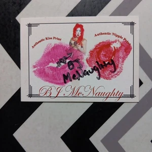 Model BJ McNaughty Autographed Kiss & Nipple Card Clown Stripper - Picture 1 of 4