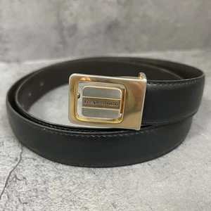 Auténtico cinturón de cuero negro con logotipo de Saint Laurent para hombre - Imagen 1 de 24