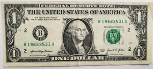 Miscut Misaligned Error $1 One Dollar Bill Fancy Serial Number - Picture 1 of 4