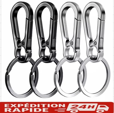 clips mousquetons en métal avec porte-clés, crochet pour clés, sac,lot De 4 PCS - Photo 1/4