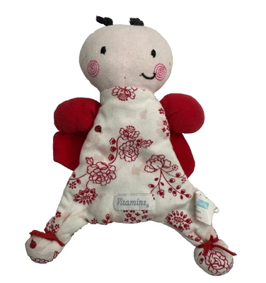 Vitaminas Bebé Ladybug Flores Rojas Manta de Seguridad Pequeño Juguete Lovey Foto 1 de 4