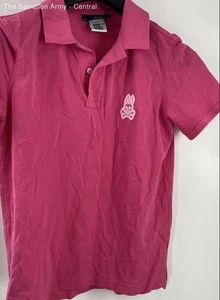 Psycho Bunny Girls Pink Short Sleeve Collared Pullover Polo Shirt Size L 14/16 - Picture 1 of 7