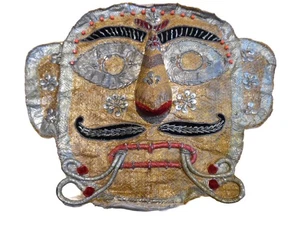 Schöne handgefertigte antike asiatische Stoffmaske indische Volkskunst Indien - Bild 1 von 8