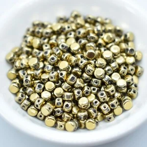 Kalos® par Puca® (50 beads) 2-Hole 4x3mm Drum Shape - Full Dorado Gold - Picture 1 of 2