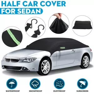 190T Half Car Cover Top Roof Sun UV/Rain Protection Waterproof Outdoor Universal - Picture 1 of 9