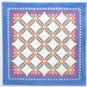 Susan Roberts Pastel Wedding Ring Star Quilt Handpainted Needlepoint Canvas - Picture 1 of 1