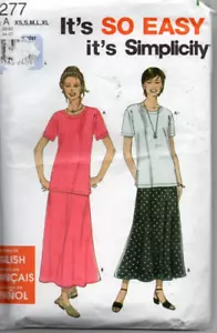 SIMPLICITY 9277 SEWING PATTERN TOP AND SKIRT SIZE XS-XL uncut 2000 - Picture 1 of 1