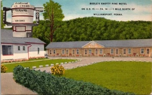 Williamsport Pennsylvania Bodle's Knotty Pine Motel Vintage Leinen Postkarte B35. - Bild 1 von 2