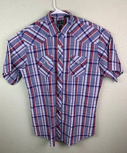 Roper Pearl Snap Short Sleeve Plaid Western Shirt Red White Blue Men's Size 2XLT - Picture 1 of 5