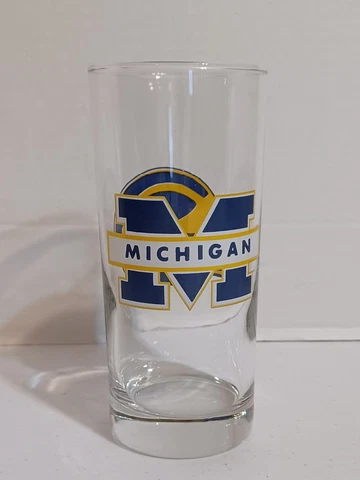 Vintage Michigan Wolverines 12 oz Drinking Glass Football Basketball Beer Party Cover