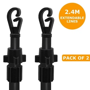 2X CLOTHES WASHING LINE PROP POLE HEAVY DUTY TELESCOPIC SUPPORT EXTENDABLE 2.4M - Picture 1 of 9