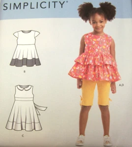 Simplicity Girl's Dress Top Leggings Tunic New Uncut Pattern S9154 Child 3-8 B43 - Picture 1 of 5