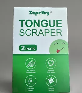 Tongue Scraper Surgical Stainless Scraper Oral Health Zapettry 2 Pack - Picture 1 of 4