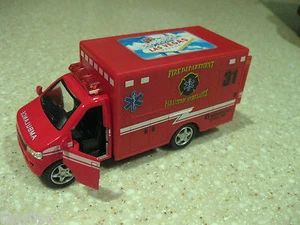 LAS VEGAS FIRE DEPTARTMENT RED AMBULANCE 5" DIECAST PLASTIC PULLBACK ACTION - Picture 1 of 6