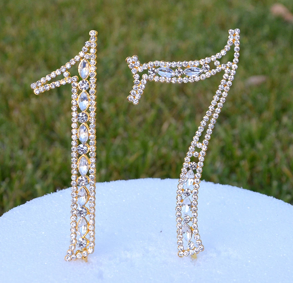 5" Rhinestone Gold Number Seventy Five Bling Cake Topper 75 Birthday Party Ct751