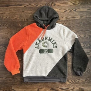 Vintage 2000s Y2K Akademiks Men’s Hip Hop Streetwear Fuzzy Teddy Sherpa Hoodie - Picture 1 of 8
