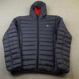 Schott Mens Jacket Small Navy Down Feather Puffer Padded Hooded Coat Waterproof - Imagen 1 de 13
