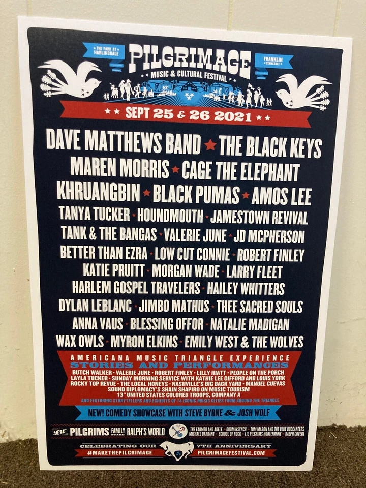 2021 Pilgrimage Festival Dave Matthews Black Keys Promo Concert Poster Nashville - Image 1 of 1