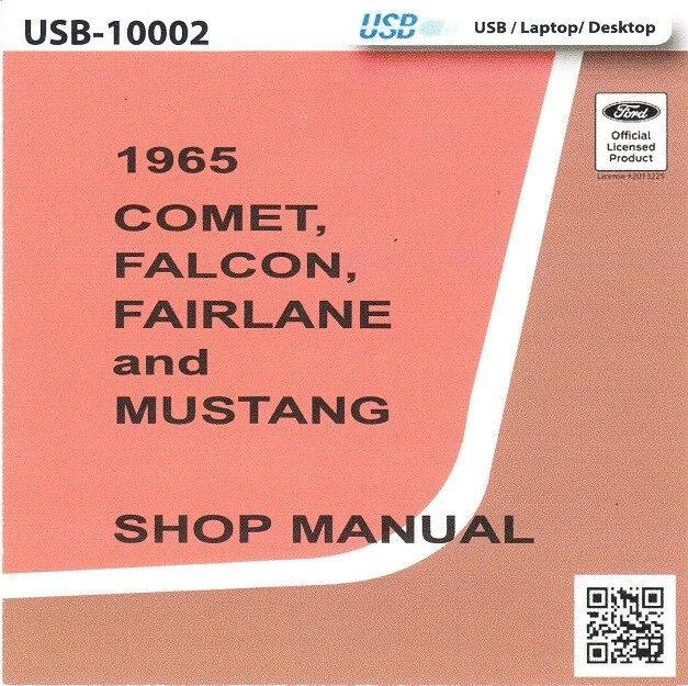 1965 Ford Mercury Comet Falcon Fairlane Mustang Factory Repair Shop Manual USB - Image 1 of 1