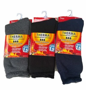3 Pairs Men's Winter Thermal Socks Therma Warm Heated Holiday Work Socks - Picture 1 of 5