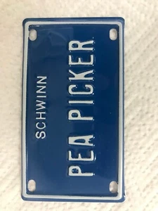 Schwinn Pea Picker Bicycle License Plate - Picture 1 of 1