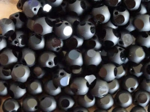 'Deep Black' Frosted Glass Rounded Cube Beads - Picture 1 of 2