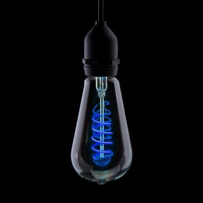 Prolite 4W Dimmable LED ST64 Spiral Funky Filament Lamp ES, Blue - Image 1 of 3