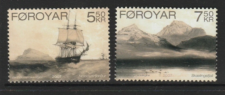 FAROES - 2007 Lithographs of SAILING SHIP, Mountains  set of 2 MNH - ART  - image 1 of 1