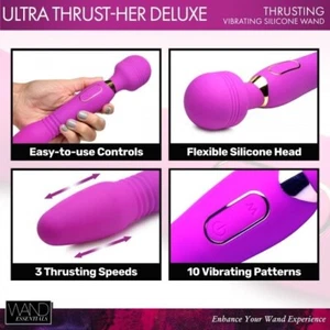 Ultra Dual 2 in 1 Deluxe Vibrating Silicone Massage Wand USB Rechargeable Full B - Picture 1 of 14