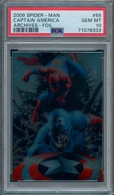 2009 Spider-Man Archives Foil #55 Captain America PSA 10 💎 🔥RARE🔥 - Image 1 of 2