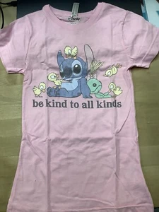 Disney Lilo and Stitch “Be Kind To All Kinds” Girl T-Shirt Pink Size L - Picture 1 of 1