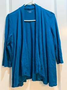 Charter Club Women's Draped Open-Front Cardigan Royal Blue Petite Small - Picture 1 of 4