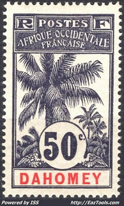 DAHOMEY PALMIER 50c VIOLET N° 28 NEUF * AVEC CHARNIERE - Picture 1 of 2