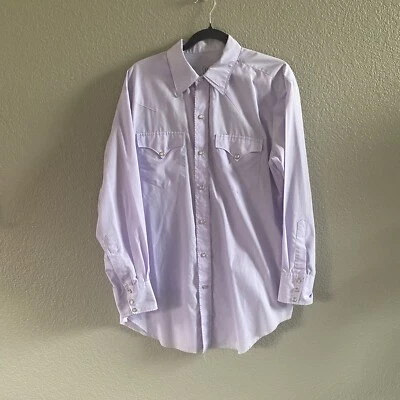 H Bar C Shirt Mens 16 1/2 33 Purple Pearl Snap Western Embroidered Ranchwear - Изображение 1 из 4