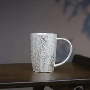 Pure Silver Health Care Tea Cup With Handle 400ml Marked Sterling Silver Big Mug - Picture 1 of 30