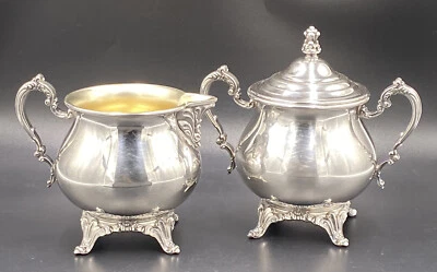 Juego de crema de azúcar vintage ONEIDA EE. UU. Bellfontaine plateada HW con rollo floral Foto 1 de 4