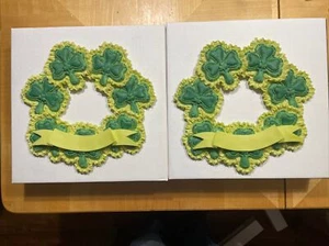 St. Patrick's Day Shamrock Poly Wreath X 2 New 10 X 10. Made Of Poly - Picture 1 of 2