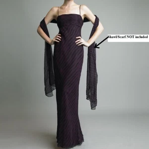 NEW Issue New York Black Purple Berry 2 Bead Cocktail SILK Long Dress Ball Gown - Picture 1 of 8