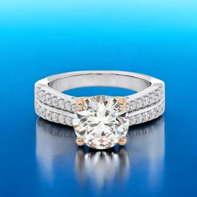14K Multi Tone Gold Diamond Ring 2.70 Ct IGI Lab Created Round  - Image 1 of 4