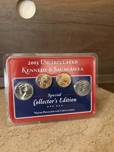 2003 Uncirculated Kennedy And Sacagawea Special Collectors Edition Coins - Picture 1 of 3